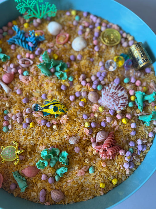 Taste of the Caribbean Ocean treasures under the sea sensory kit pour & play