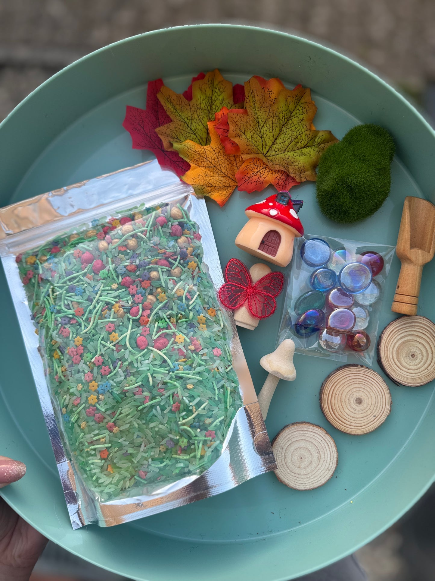 Fairy Garden pour & play Sensory Kit + free fairy peg doll