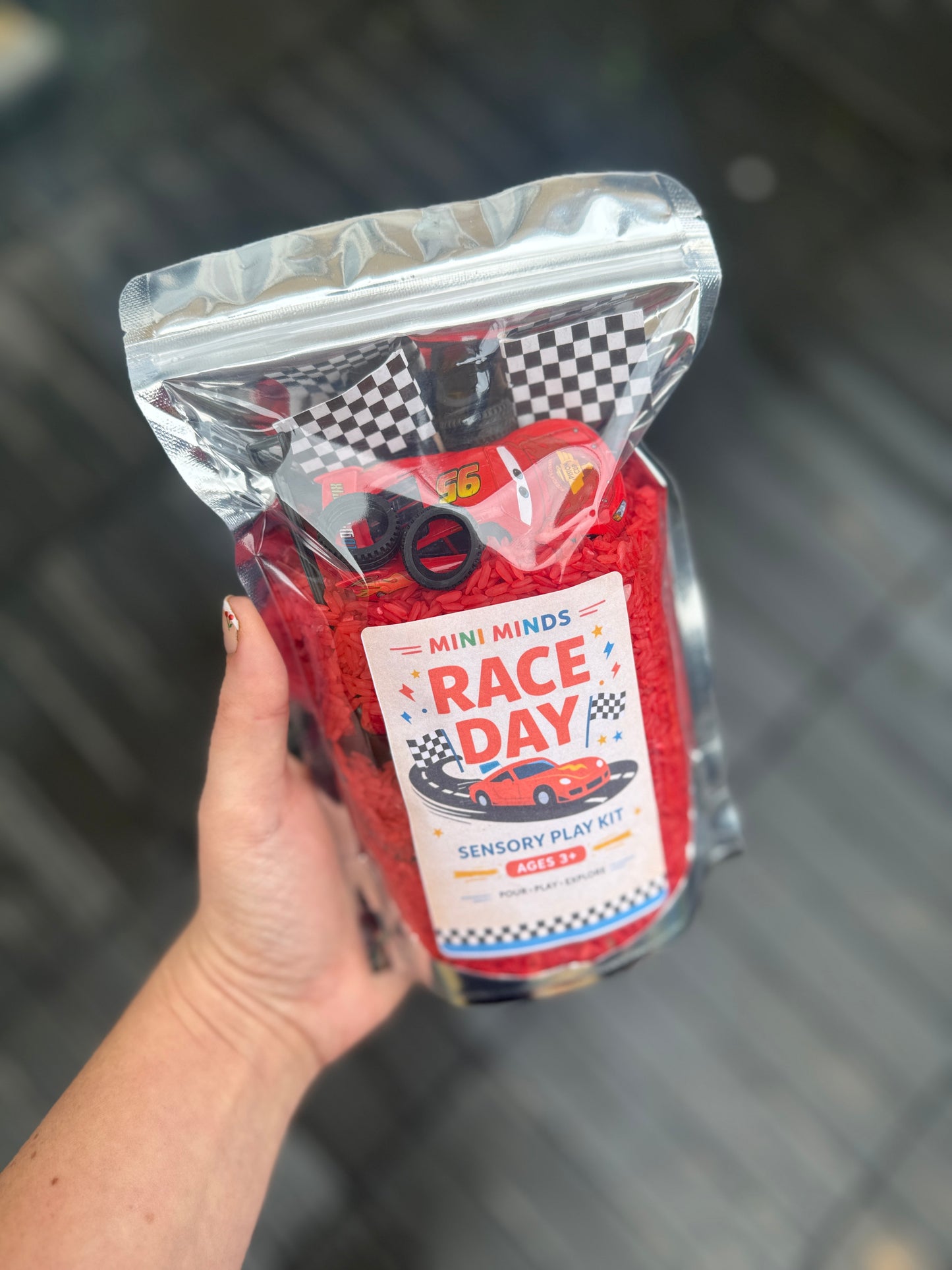 Race day cars sensory kit pour & play