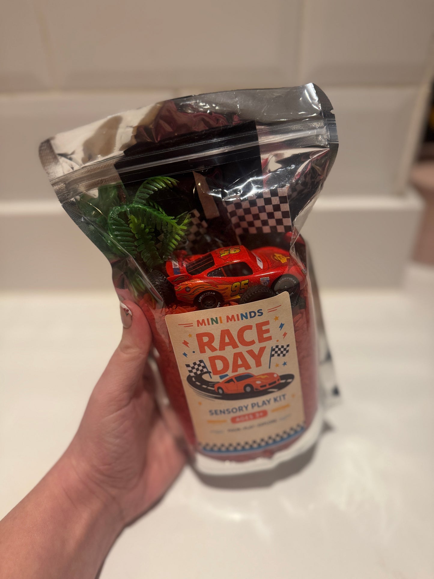 Race day cars sensory kit pour & play