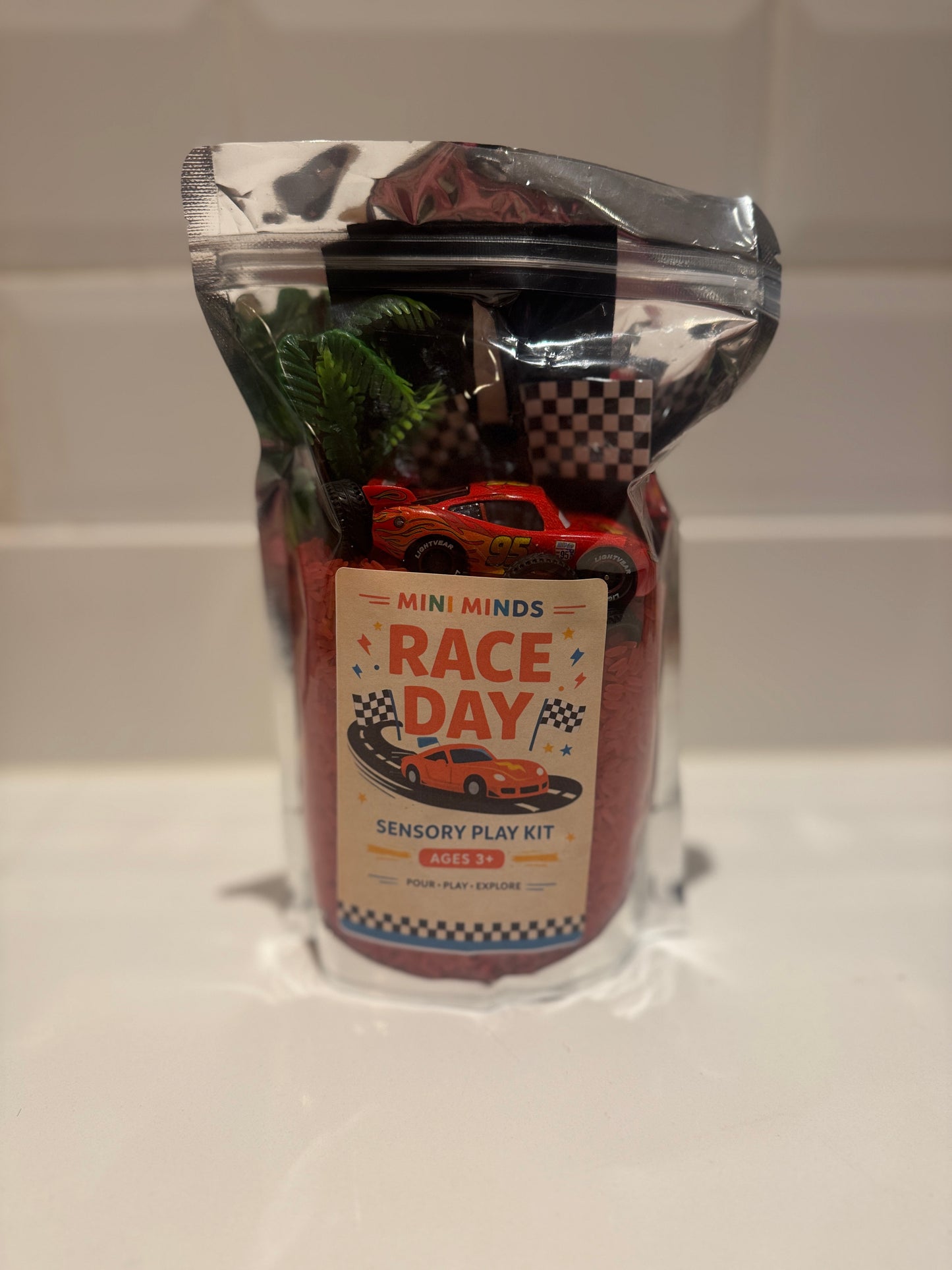 Race day cars sensory kit pour & play