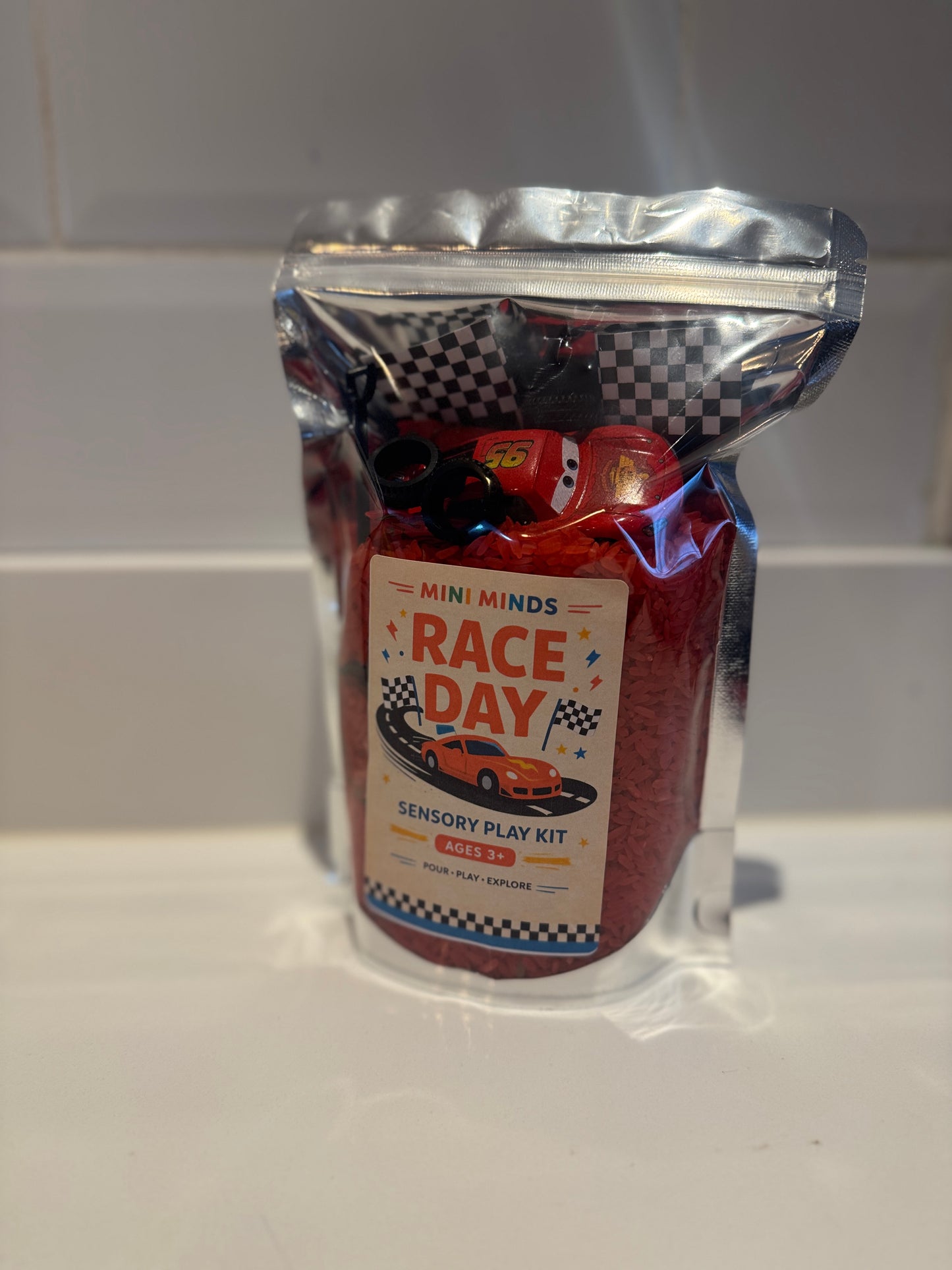 Race day cars sensory kit pour & play