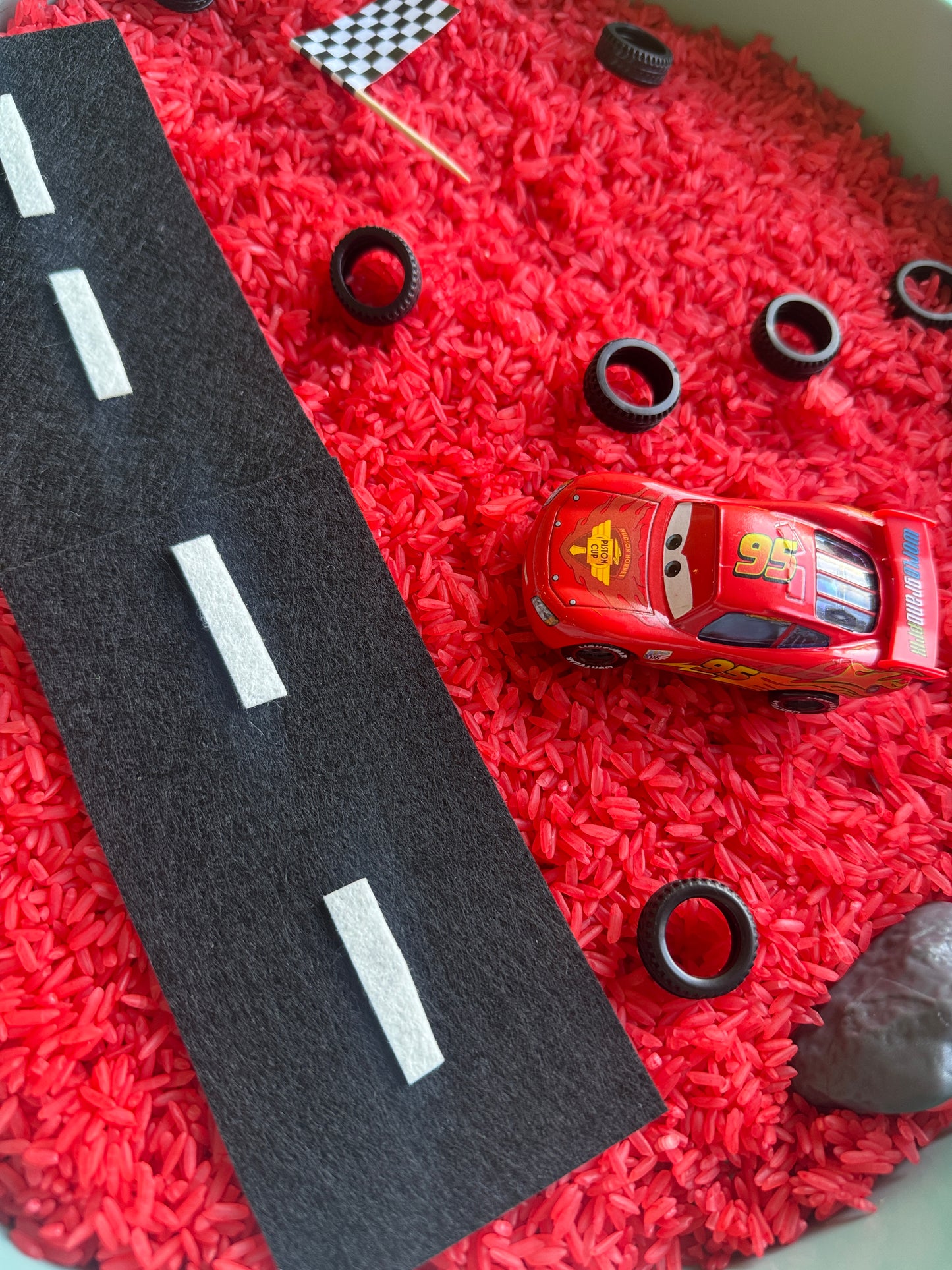 Race day cars sensory kit pour & play