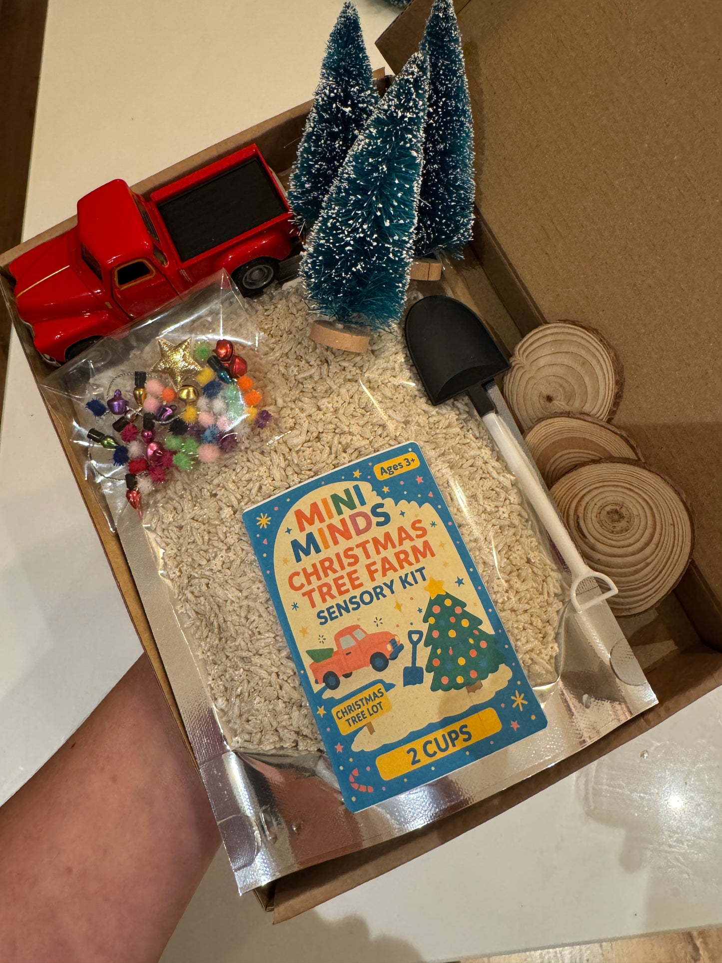 Christmas tree farm pour & play sensory kit