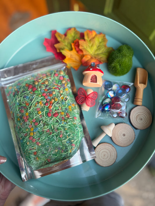 Fairy Garden pour & play Sensory Kit + free fairy peg doll